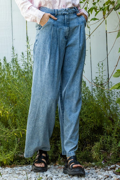 Wide Leg Denim Trousers