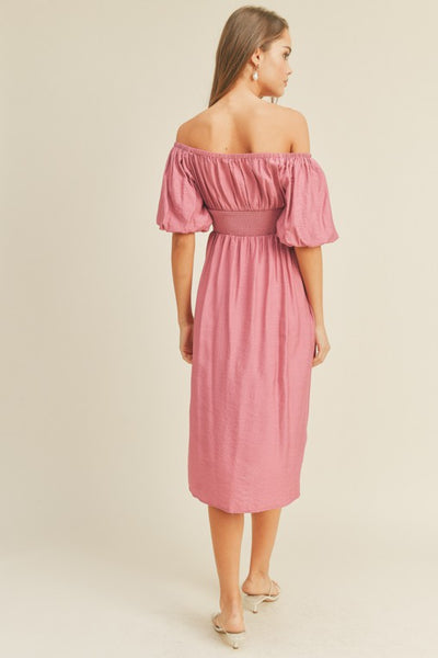 Puff Sleeve Midi Dress