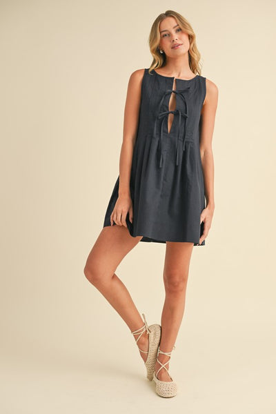 Linen Tie Mini Dress