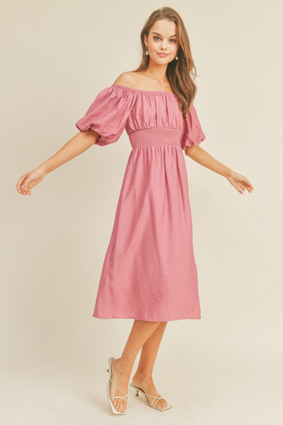 Puff Sleeve Midi Dress