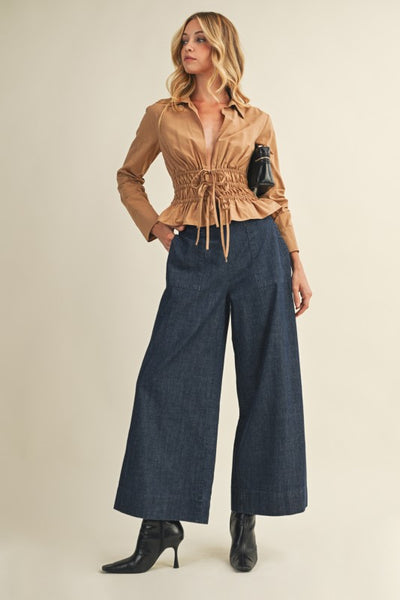 Banded Denim Pants