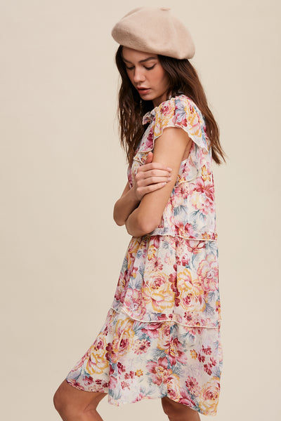 Floral Tiered Base Mini Dress