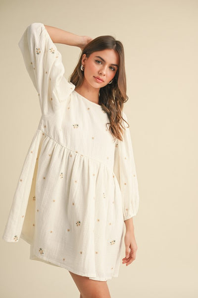 Puff Sleeve Babydoll Mini Dress