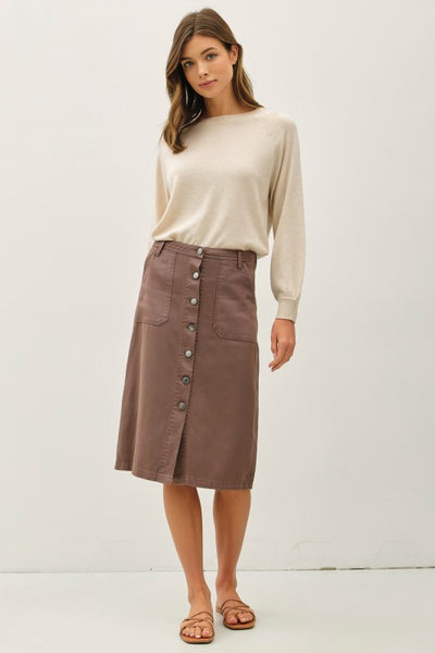 Tencel Blend Button Up Skirt