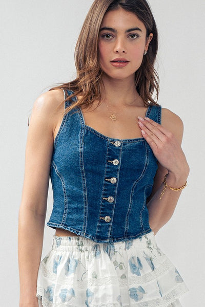 Denim Cropped Vest