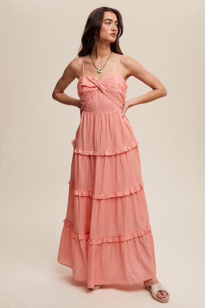 Tiered Spaghetti Strap Maxi Dress