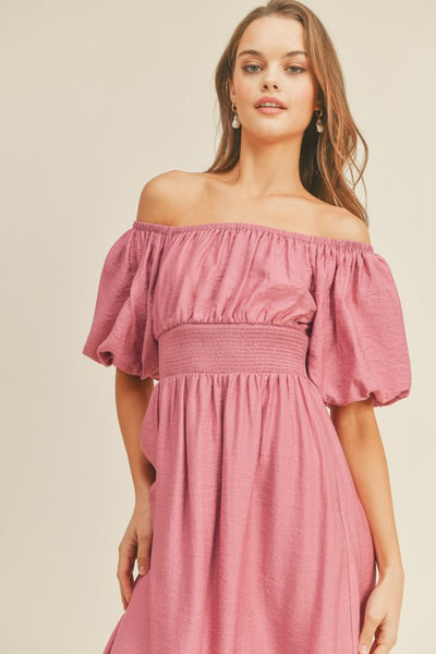 Puff Sleeve Midi Dress