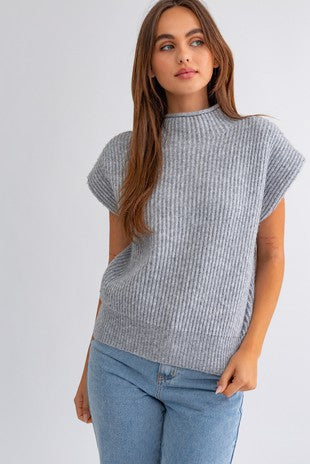 Turtle Neck Power Shoulder Sweater Vest