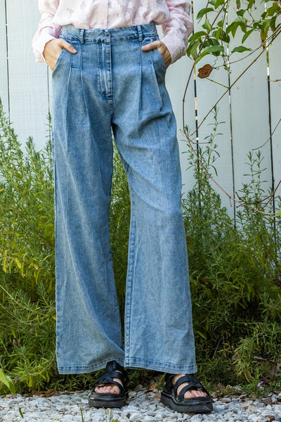 Wide Leg Denim Trousers