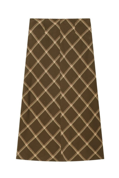 Plaid Ruffle Midi Skirt