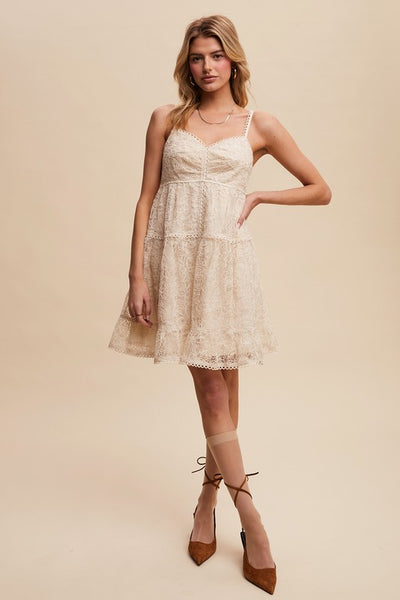 Rose Patterns Lace Mini Dress