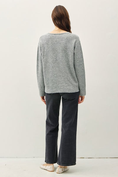 Wool Blend Relaxed V Neck Sweater