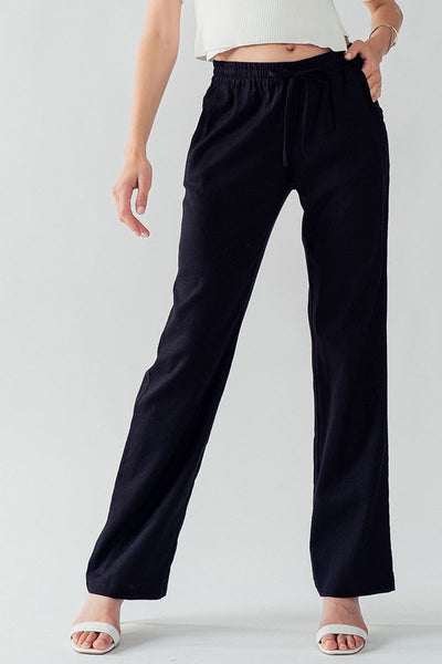 Linen Drawstring Waist Pants
