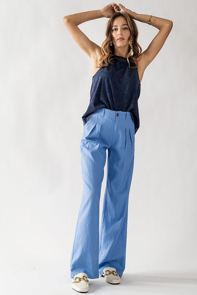 High Waisted Wide Fit Pleated Pants