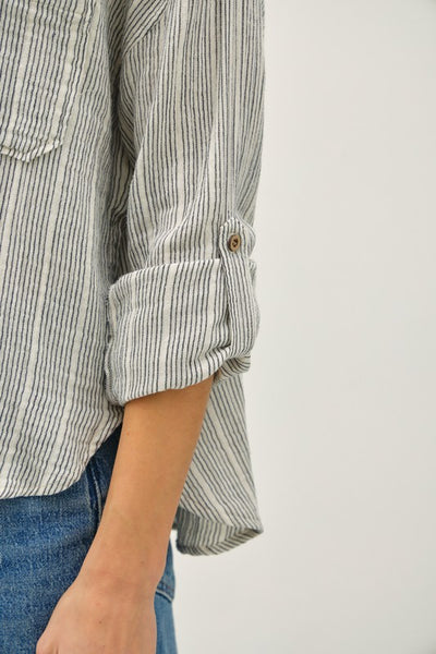 Striped Cotton Gauze Top