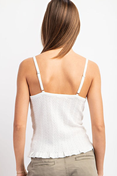 Ribbed Knit Ruffle Tank Top
