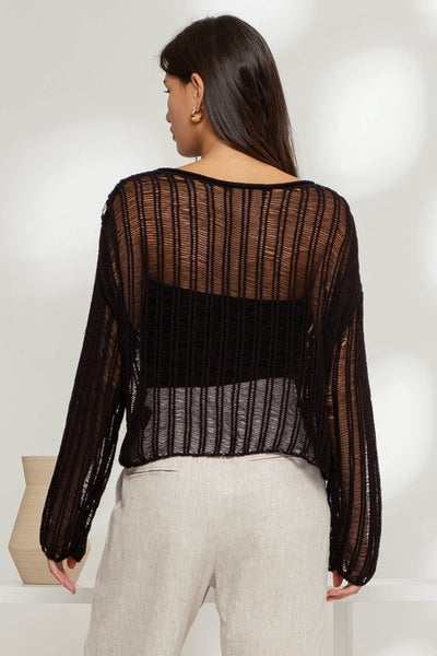 Sheer Crochet Pullover Sweater