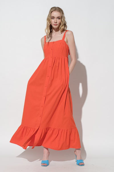 Button Down Linen Maxi Dress
