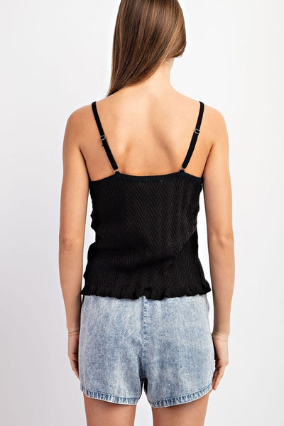 Ribbed Knit Ruffle Tank Top