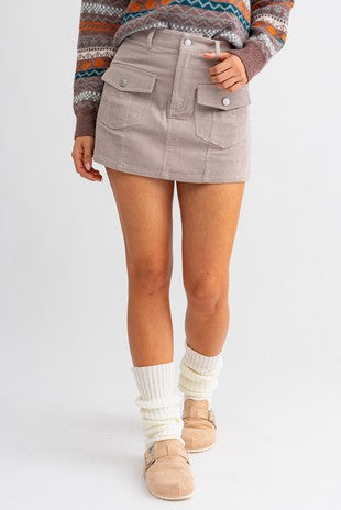 Low Waist Front Pocket Mini Skirt