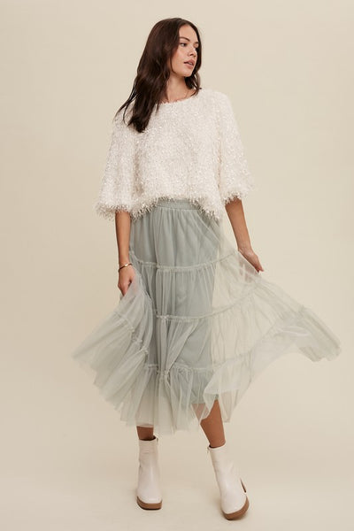 Tulle Tiered Midi Skirt