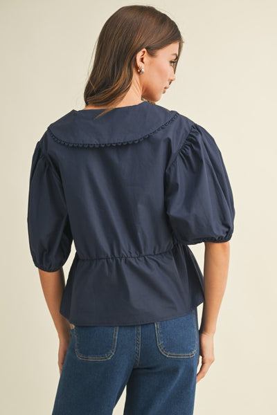 Puff Sleeve Collar Top