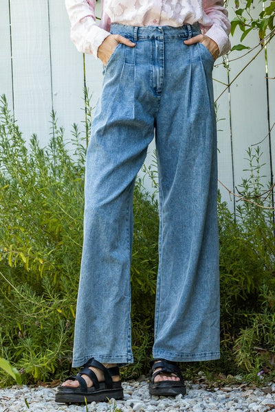 Wide Leg Denim Trousers