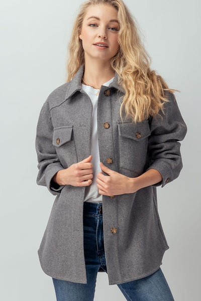 Oversized Flannel Felted Solid Shirt
