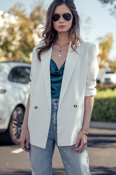 Single Button Long Line Blazer