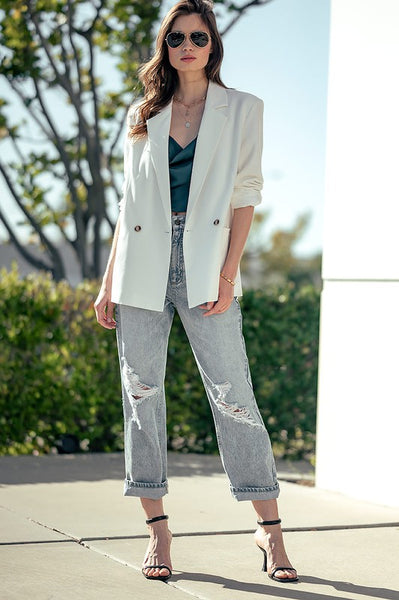 Single Button Long Line Blazer