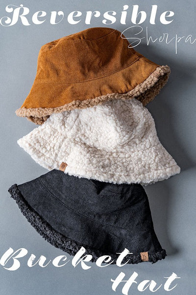 Reversible Corduroy and Fleece Lines Bucket Hat
