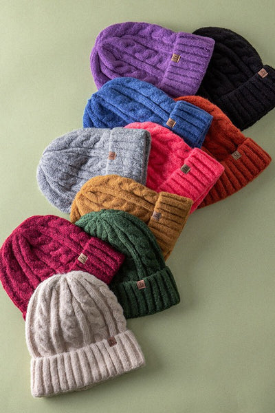 Chunky Cable Knit Ribbed Toques