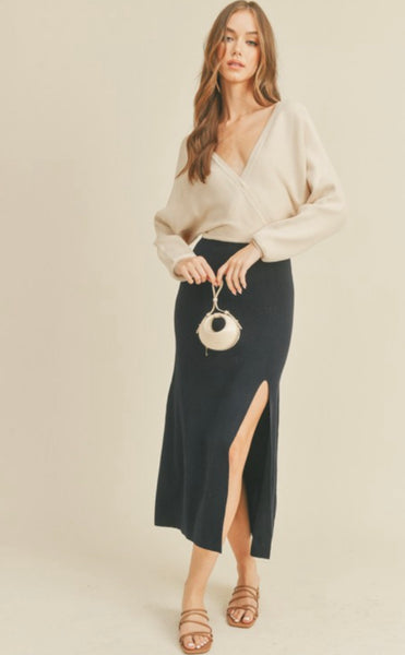 Side Draped Knit Maxi Dress