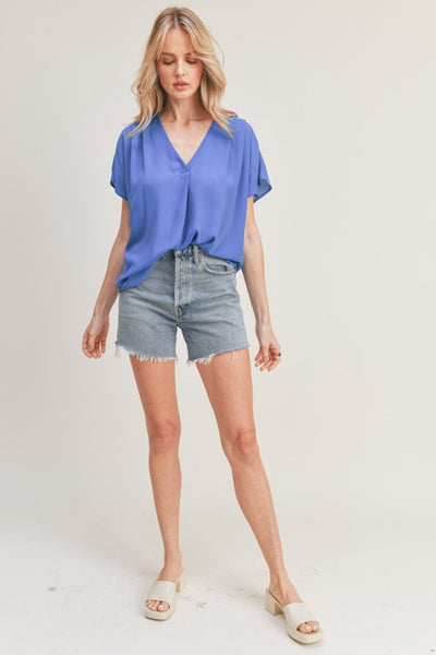 V Neck Short Sleeve Top