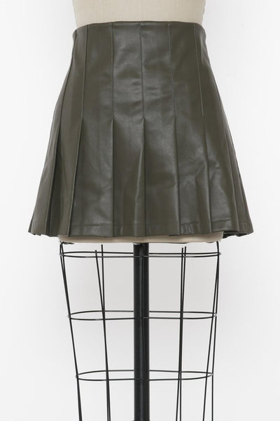 Faux Leather Pleated Skirt (2 colours)