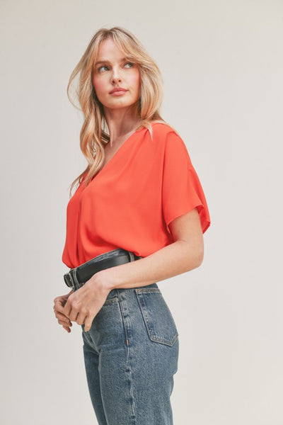 V Neck Short Sleeve Top