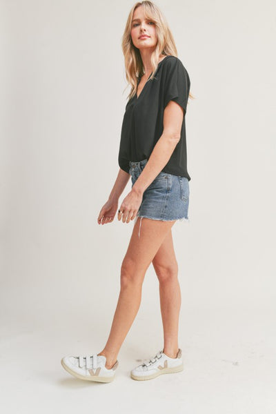 V Neck Short Sleeve Top