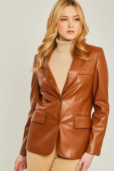 Faux Leather PU Blazer