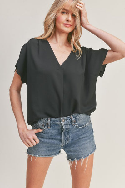 V Neck Short Sleeve Top