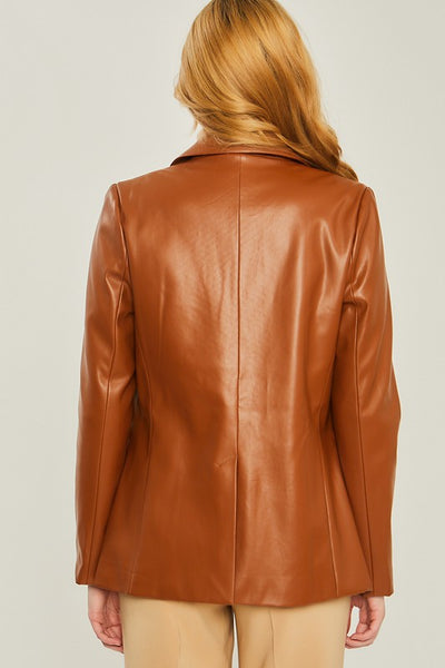 Faux Leather PU Blazer