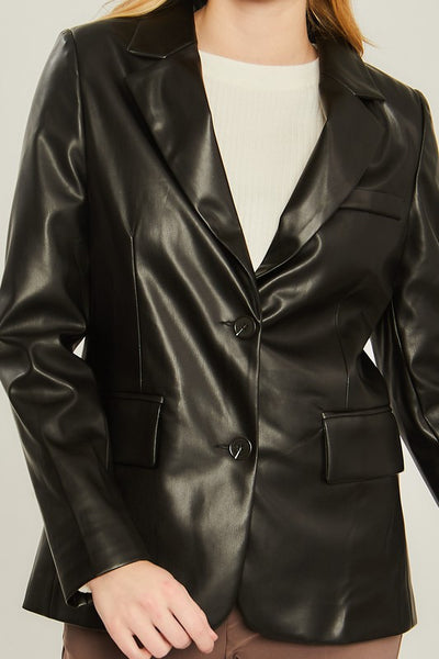 Faux Leather PU Blazer