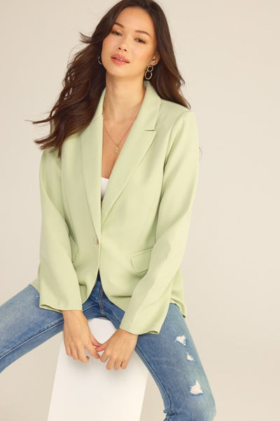 Solid Long Sleeve Fake Pocket Casual Blazer (3 colours)