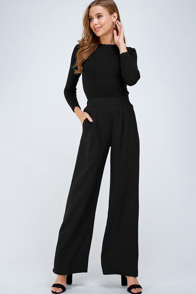 High Waist Wide Leg Casual Woven Pants