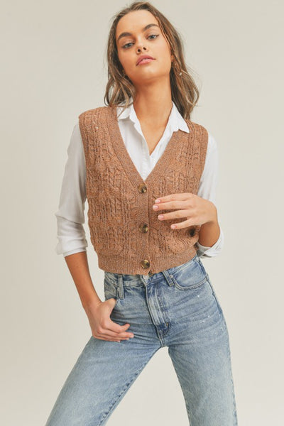 Button Down Knit Sweater Vest