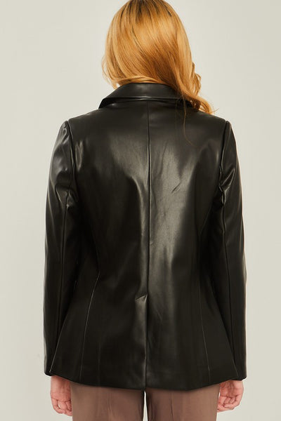 Faux Leather PU Blazer