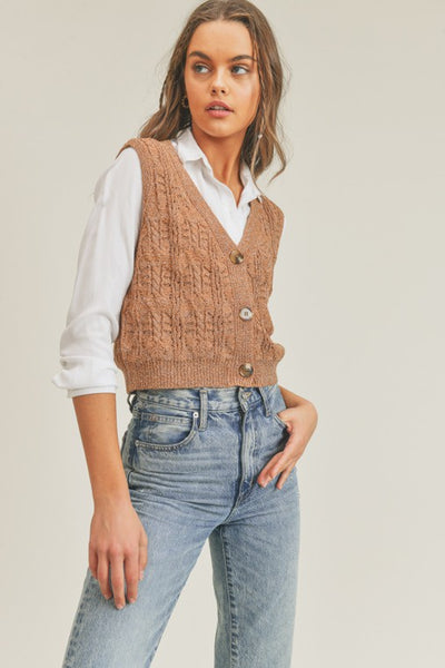 Button Down Knit Sweater Vest