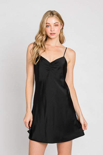 Princess Sleeveless Mini Satin Dress